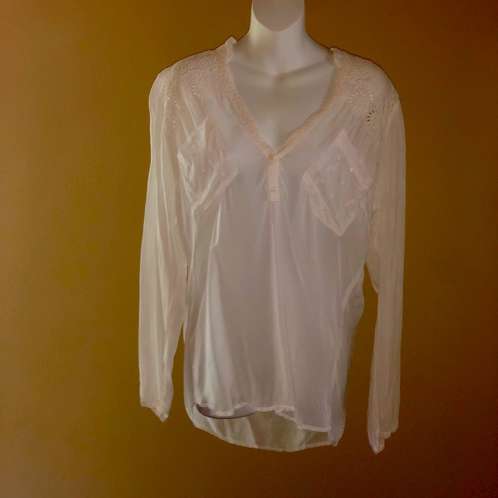 Johnny Was*Womens Top Blouse*Size: S* Color: White* Long Sleeve